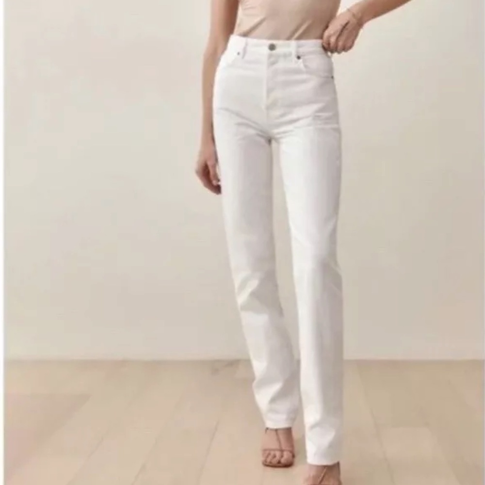 REFORMATION Cynthia Relaxed Jeans Vintage White High Rise Straight Leg